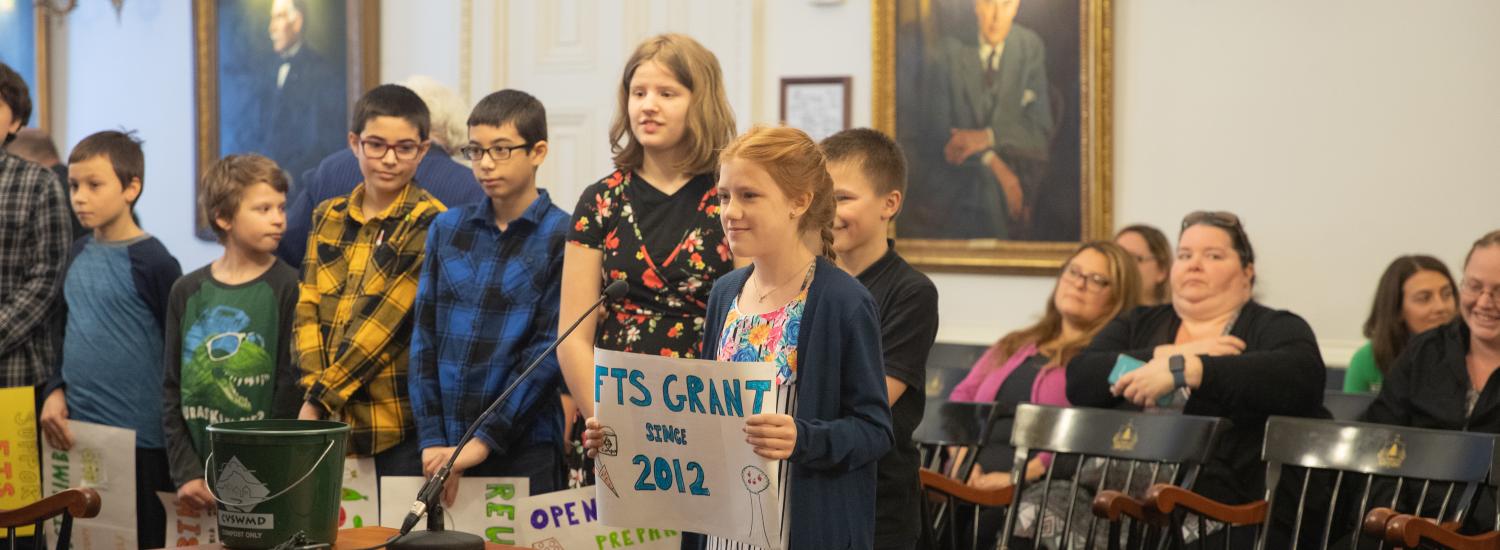 Students speak at the Vermont State House on Farm to School Awareness Day.