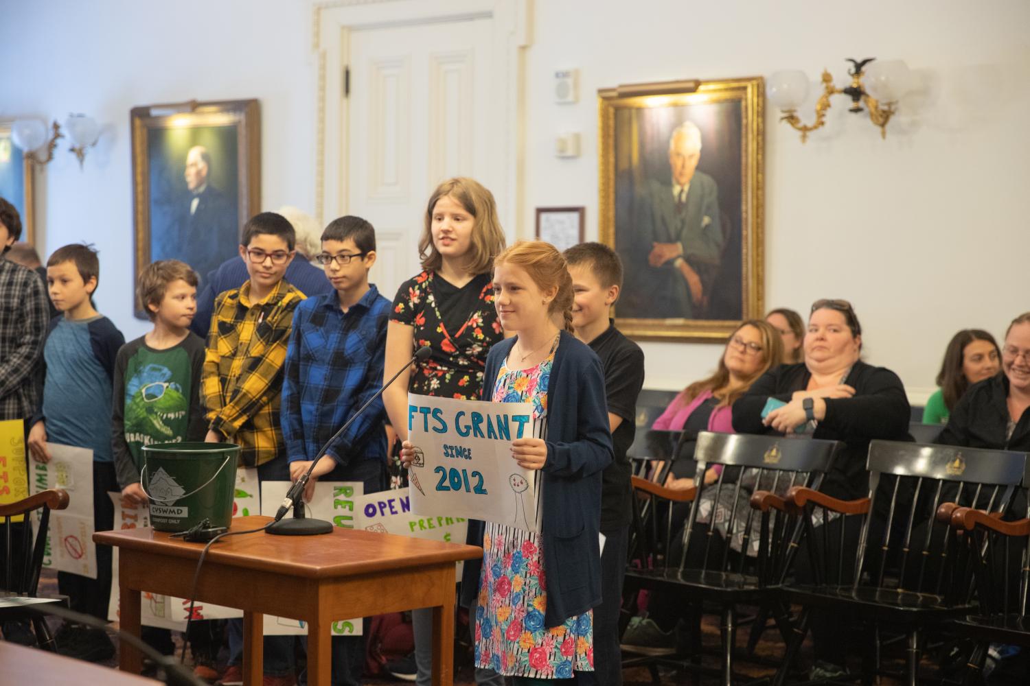 Students speak at the Vermont State House on Farm to School Awareness Day.